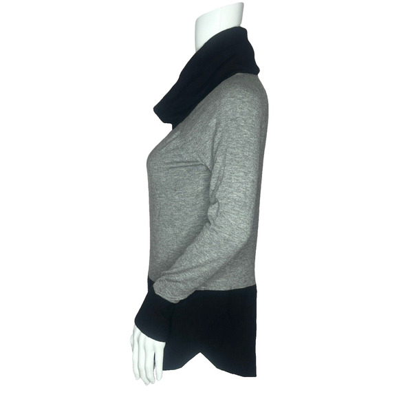 RAYA Sweater Womens XS‎ Gray Black Colorblock Cowl Neck Basic Neutral Minimalist - Picture 3 of 9